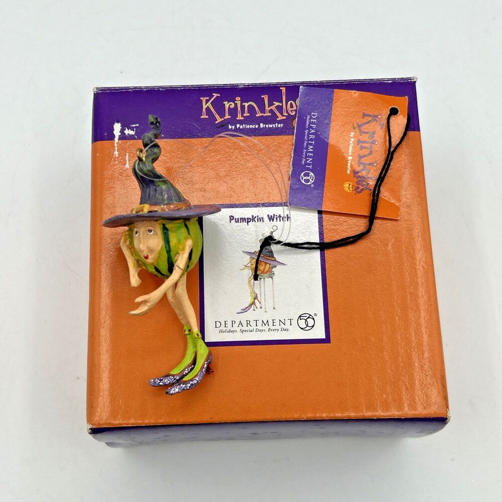 Department 56 Krinkles Pumpkin Witch Mini Ornament #35183 Patience Brewster READ